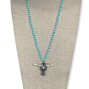 Bohemian beaded pendant necklace, crystal knotted beads